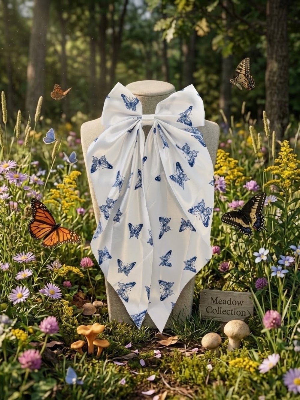 White Long Tailed Butterfly Themed Hairbow